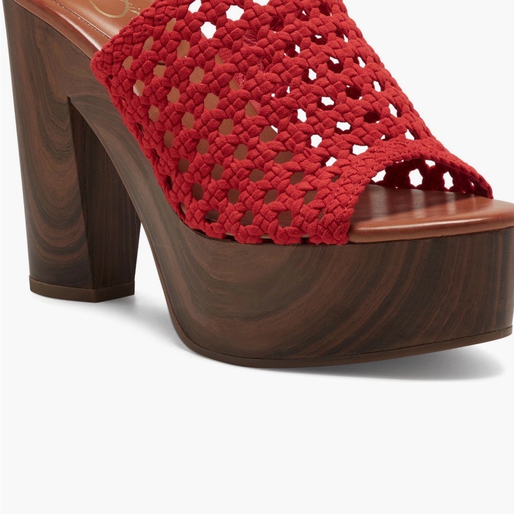 Jessica Simpson Red Woven Platform Mule